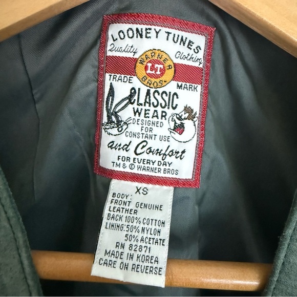 Vintage 90s Looney Tunes Tasmanian Devil Suede Vest XS Warner Brothers Unisex - Picture 3 of 10